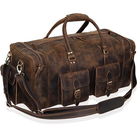 Large duffel bags for men leather travel bag overnight gym weekend bag